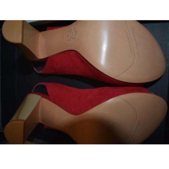 Kenneth Cole Silver Tech Red Suede Heel Sandal-6M - Picture 6 of 6
